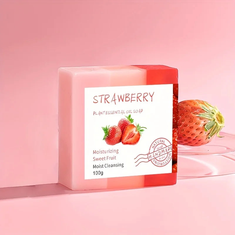1Pcs X 100g Nourishing Handmade Strawberry Soap – Rich Lather, Deep Cleansing & Moisturizing, Perfect for Home & Travel