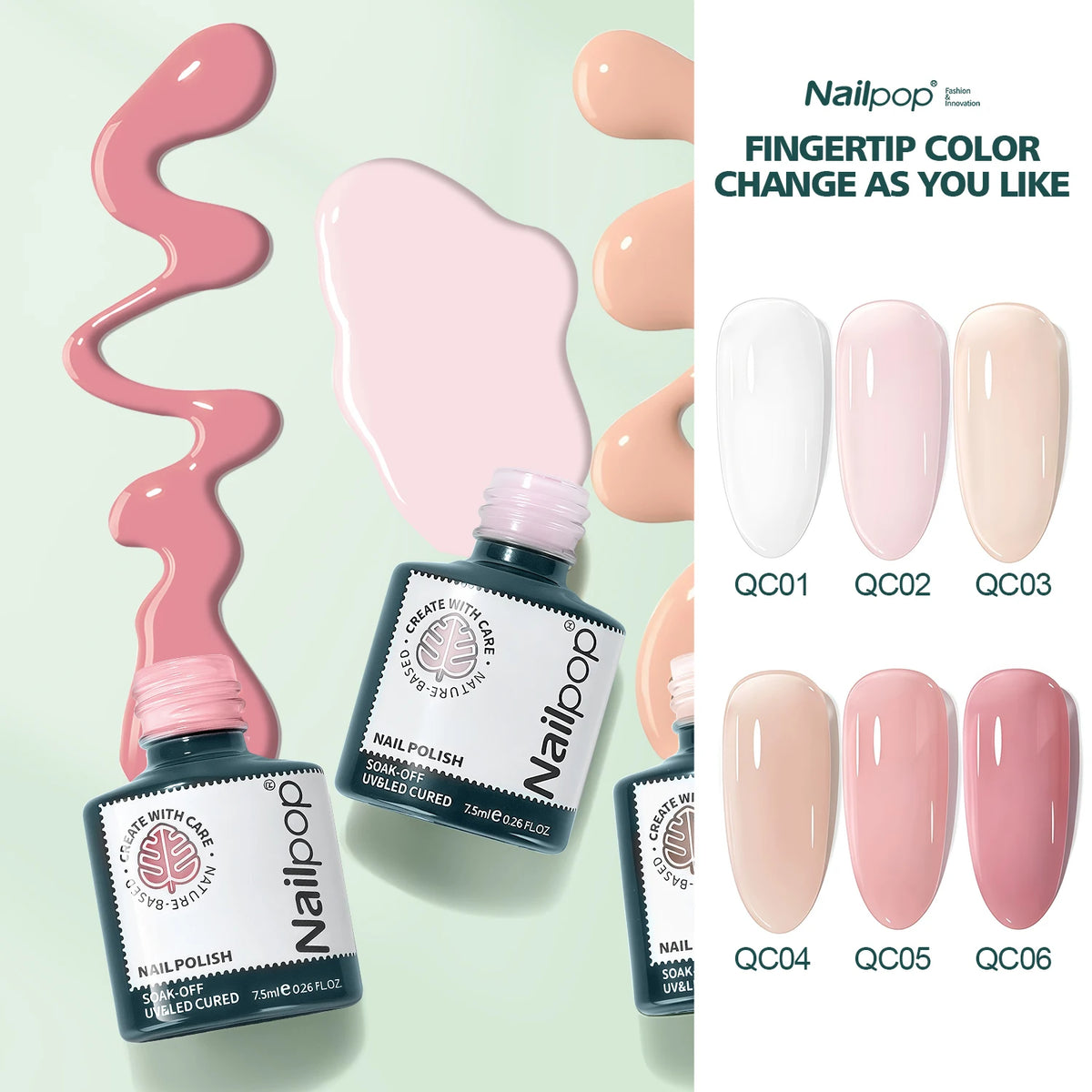 Nailpop Professional Jelly Gel Nail Polish Nude Milky White Pink Long Lasting High Shine UV LED Soak Off Gel Salon Nail Art DIY