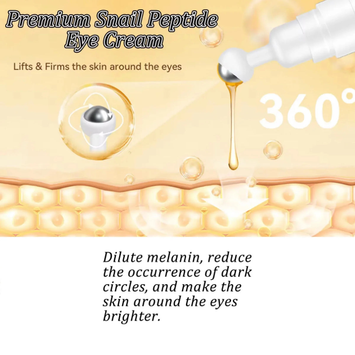 Snail Peptide Eye Cream Remove Eye Bag Anti-Puffiness Fade Dark Circle Firming Skin Roller Massage Nourishing Care Eye Cream