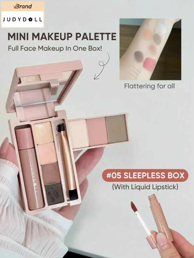 Judydoll Eyebrow Palette All-in-One Portable Powder Travel Makeup Set MultiFunction Mascara Blush Contouring