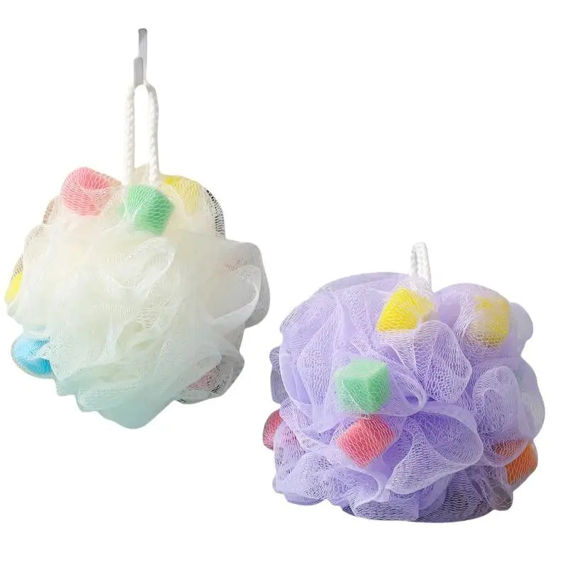 1Pcs Large Bubble Net Bath Ball Color Blocking PE Scrubbing Accessory with Bath Flower for Body Cleaning