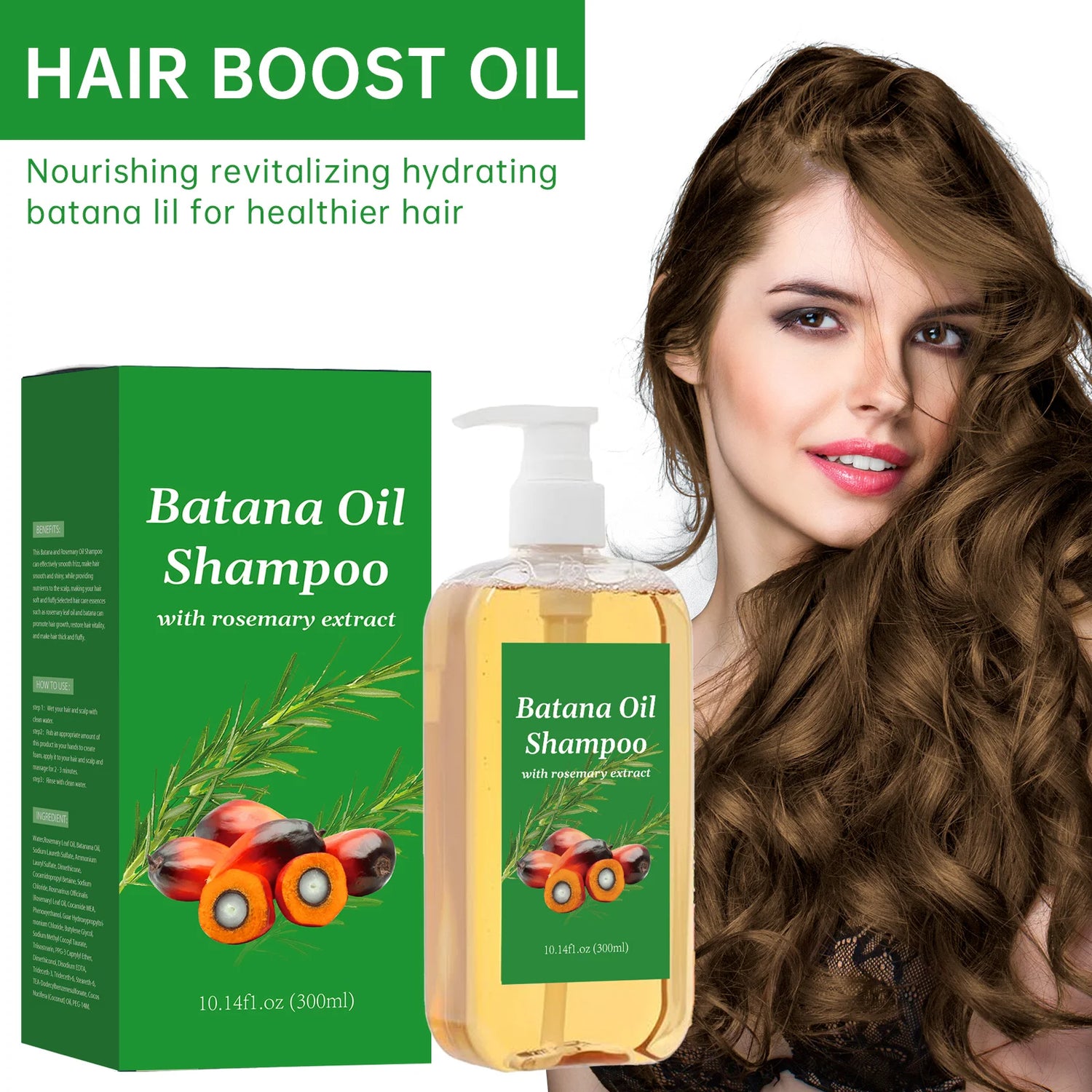 300ML Batana Oil Shampoo Nourishing Hair Growth Strengthens Restore Damaged Split Hair Scalp Cleansing Dandruff Control Care