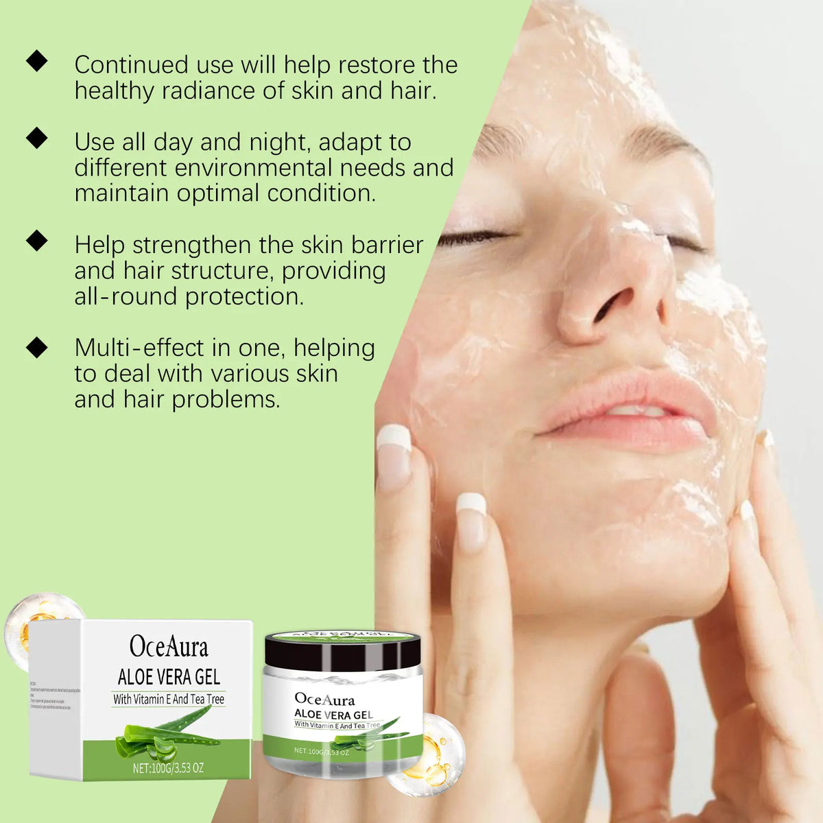 Tea Tree Aloe Vera Gel Moisturizing Repair Hydrating Tightening Skin Care Oil Control Face Body Hair Treatment