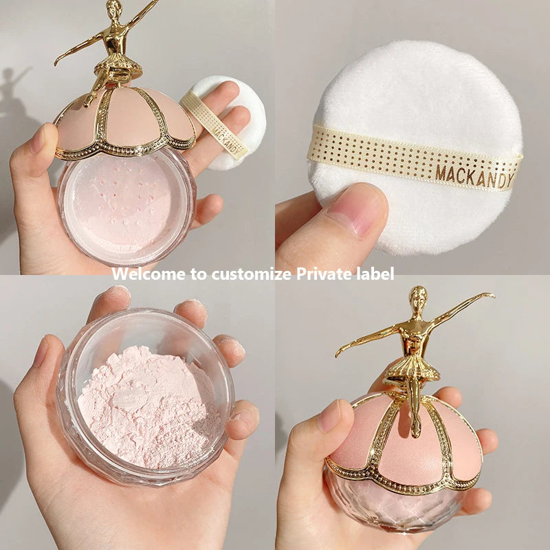 Air Sensitive Ballet Makeup Loose Setting Powder Long-lasting Oil Control Coverage Shimmer Matte Face Base Foundation 0.7Oz