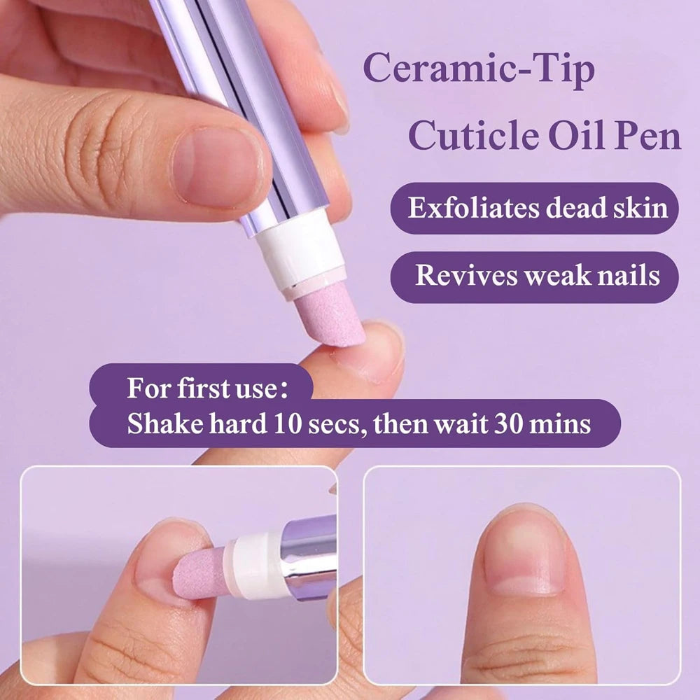3-In-1 Nail Cuticle Oil Pen Remover Dead Skin Burrs Nail Cuticle Pusher Strengthen Repair Damaged Nourishing Split Care Tools TB