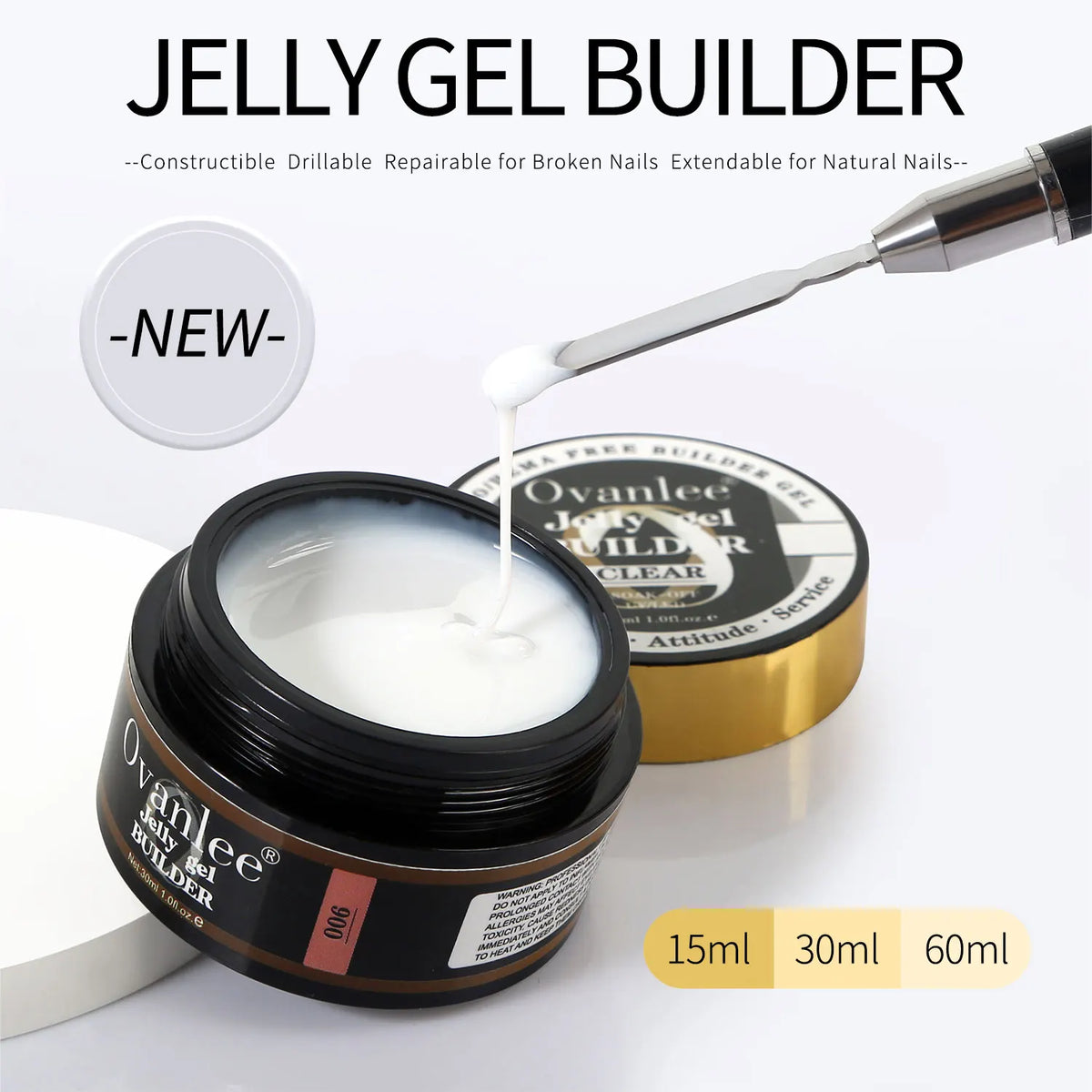 Ovanlee 15ml Jelly Sculpting Gel – Easy-to-Mold Non-Flowing UV Resin, Perfect for 3D Flower Carving, French Tips & Rhinestone Fixing, Beginner-Friendly Nail Builder