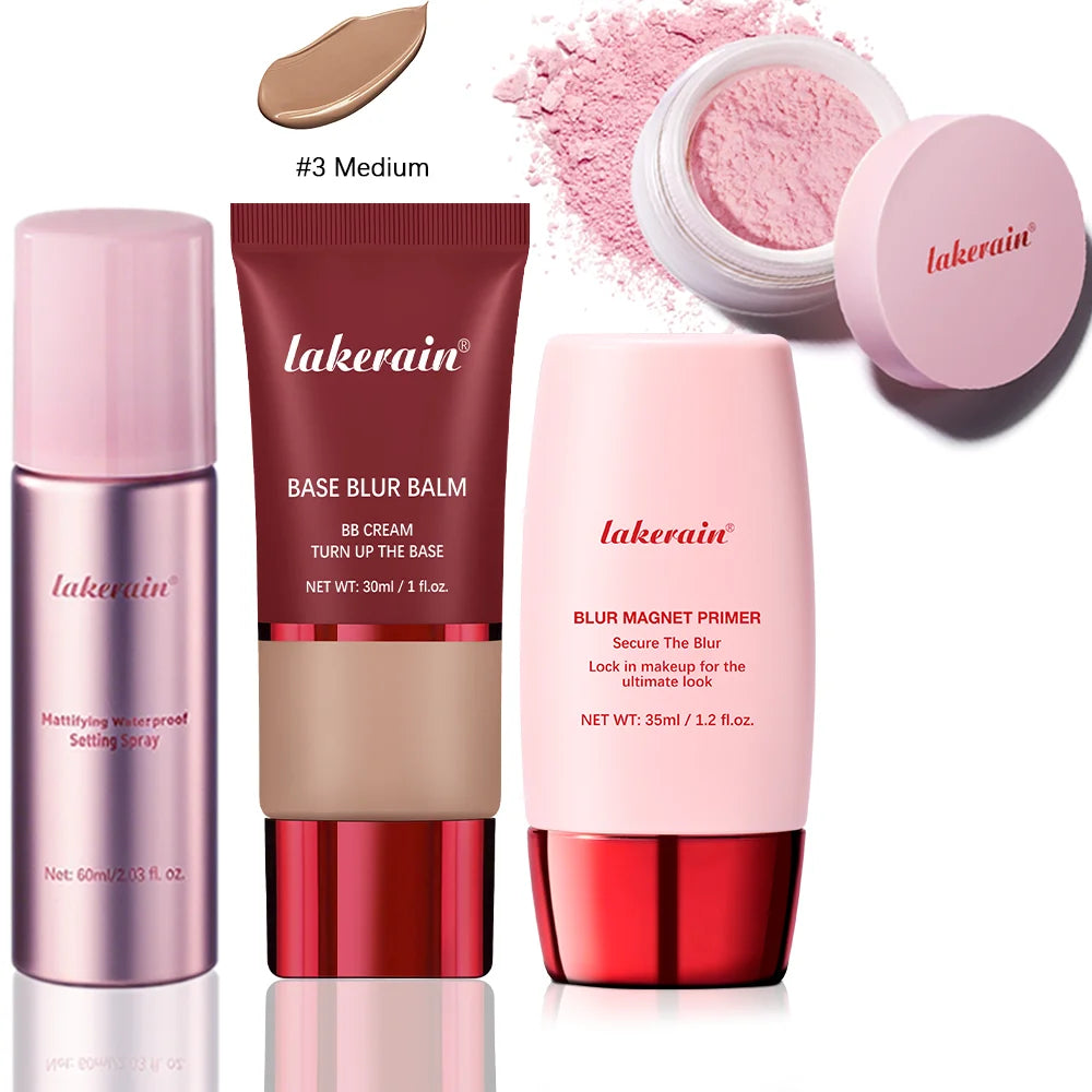 Ultimate Blurring Setting Powder Travel Size Set  Waterproof Setting Spray Blur Magnet Primer BASE BLUR BALM  Oil Control Kit