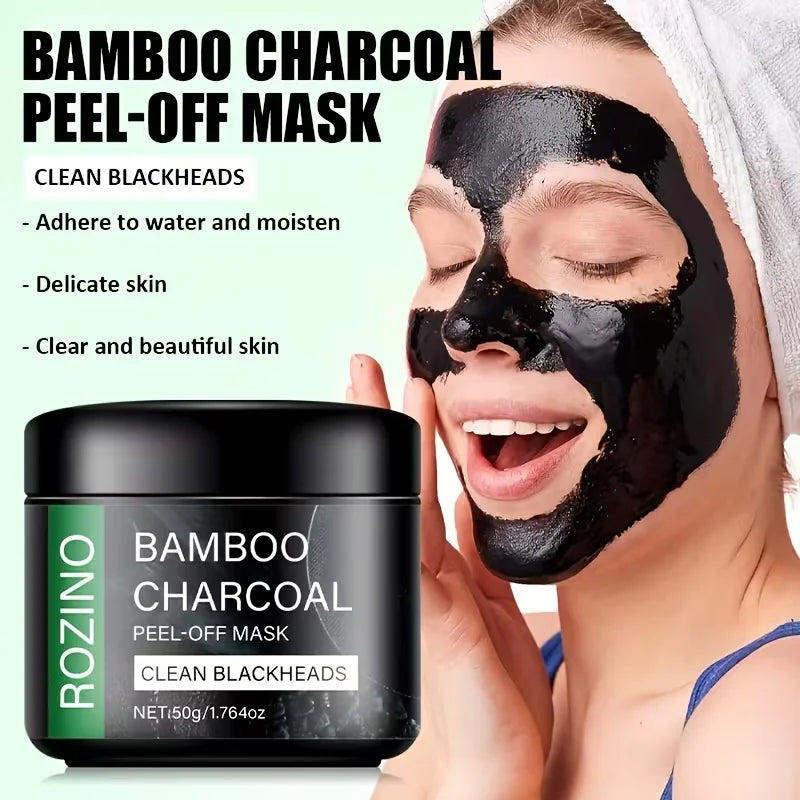 50g Bamboo Charcoal Blackhead Facial Cleansing Peel-Off Mask, Cleanses the Entire Face, Gently Cleanses Facial Skin, Hydrates and Moisturizes, Does Not Leave Skin Tight after Use, Makes Skin Soft and Smooth, Brightens Skin To