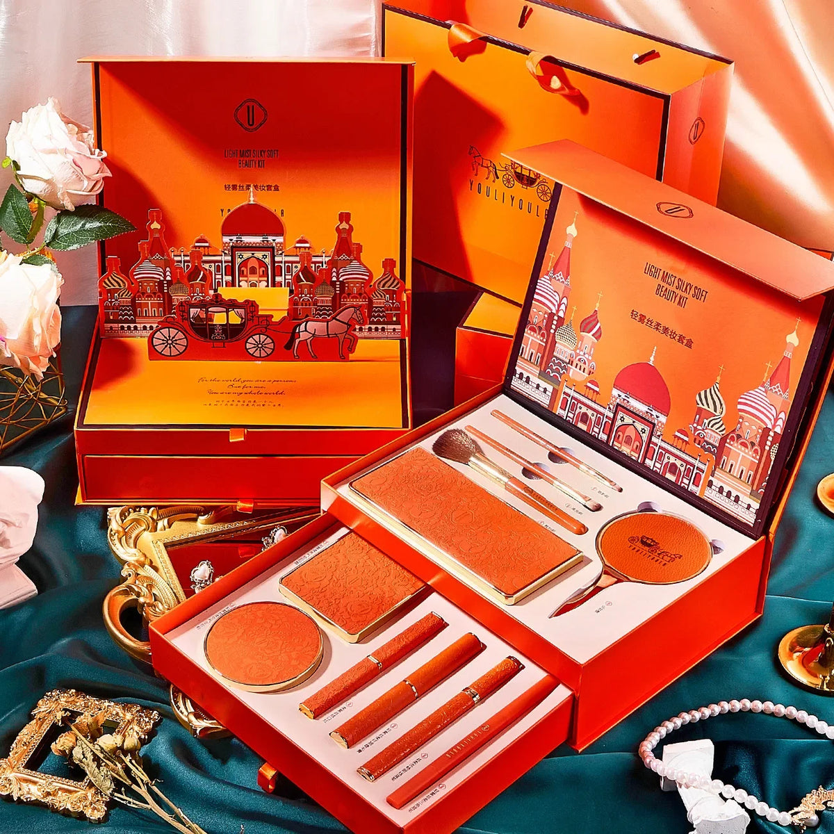 Christmas Makeup Set Gift Box BB Cream Lipstick Eyeliner Eyeshadow Eyebrow Pencil Beauty Makeup Cosmetics Holiday Gift