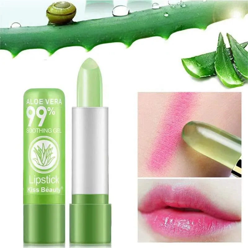 3.5g Aloe Vera Color Changing Tinted Lip Balm Temperature Activated Lipstick Long Lasting Moisturizing Lipstick Soothing Hydration Lips Portable Daily Lip Makeup Cosmetic Essentials Gift For Women Men