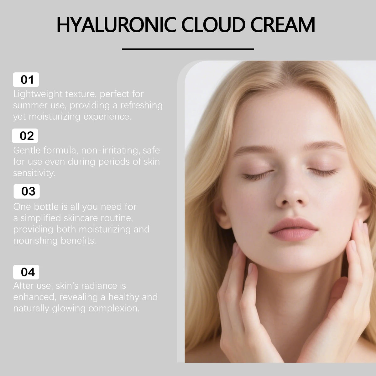 Hyaluronic Cloud Cream Hydrating Non-Greasy Lightweight Tighten Brightening Smoothing Nourishing Makeup Primer Face Cream