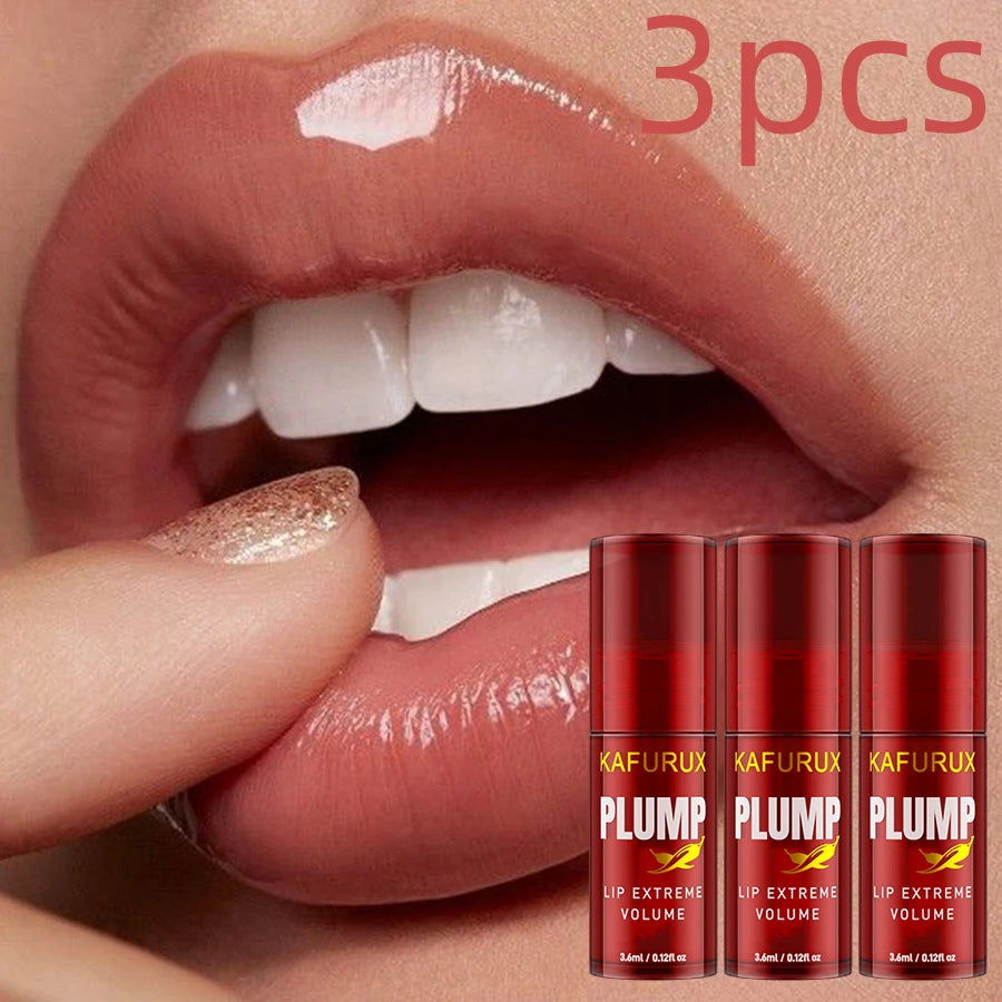 3pcs Lip Plump Long Lasting Women Lip Oil Moisturizing Transparent Lip Gloss Serum Instant Volumising Essence Oil Repair Lip Fine Lines Increase Korean Makeup Lip Cosmetic for Women Gifts Lip Beauty