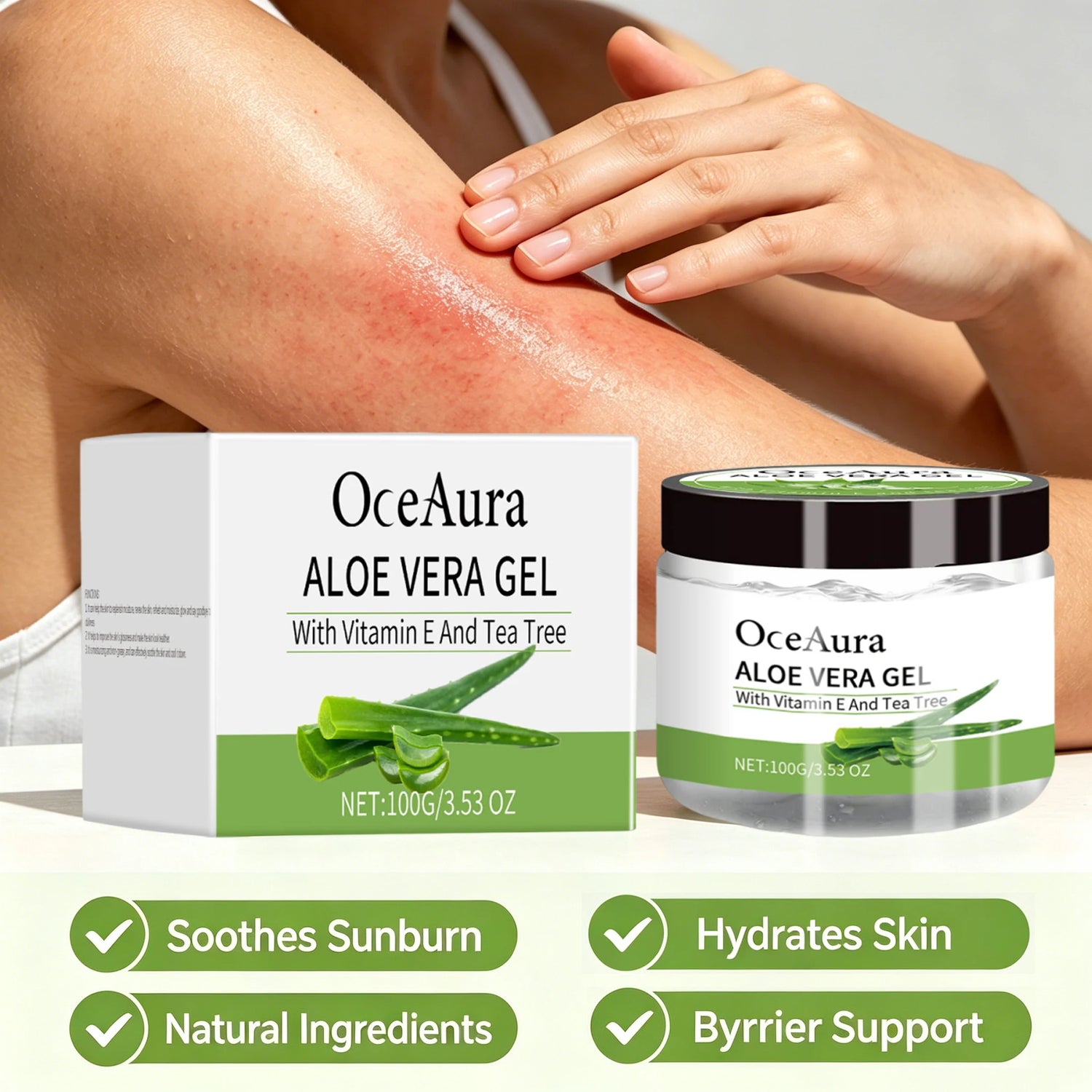 Tea Tree Aloe Vera Gel Moisturizing Repair Hydrating Tightening Skin Care Oil Control Face Body Hair Treatment