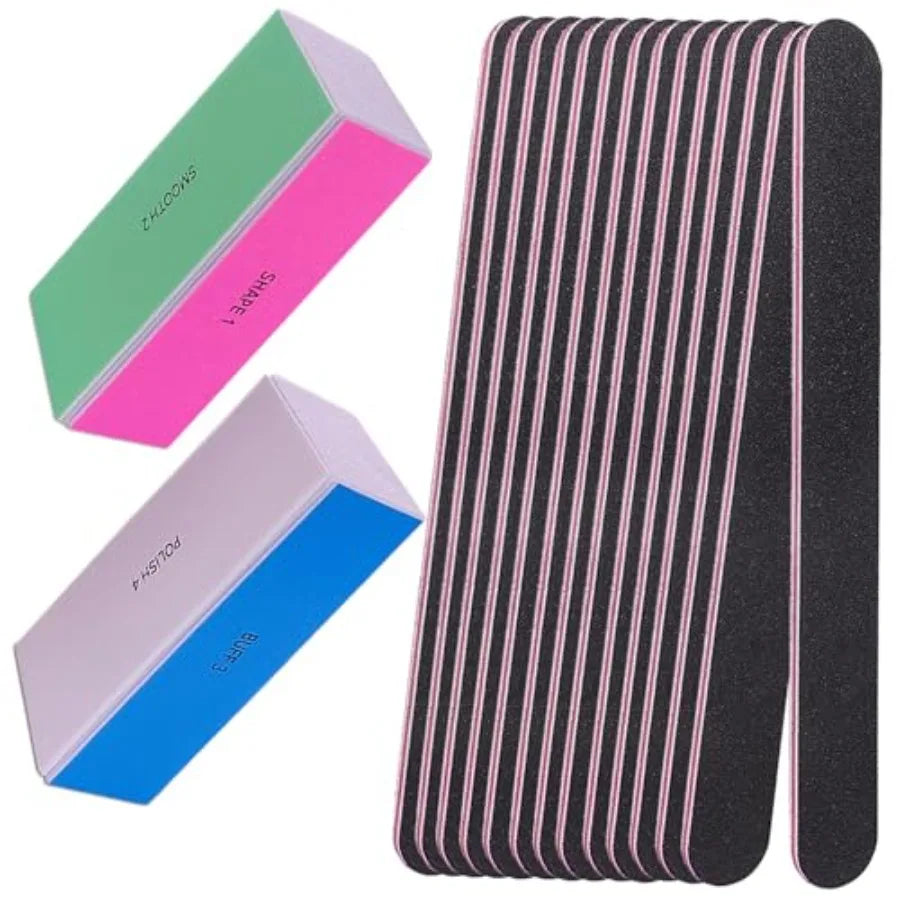 Nail File and Buffer Set, 4 Way Nail Buffers Shine Kit Professional Nail Files for Natural Nails Manicure Filer Filing Polishin