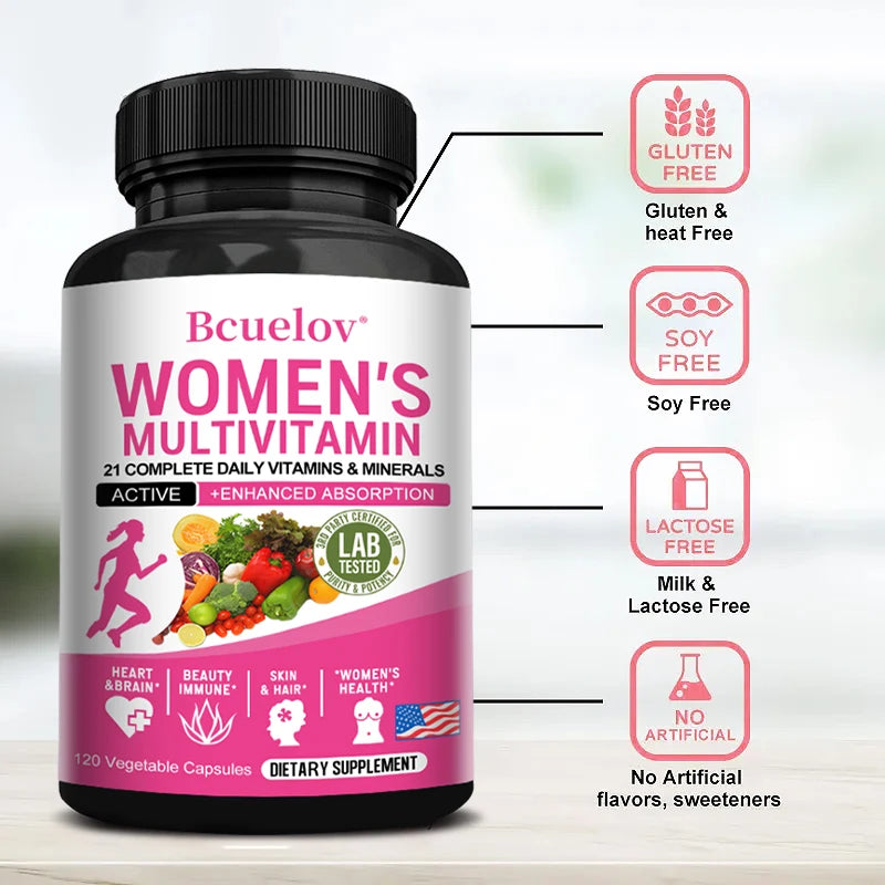 Women's Multivitamin Supplement Capsules - for Joints, Hair, Skin, Nails, Brain, Heart, Digestive and Immune Health